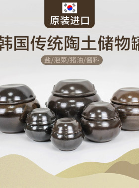 韩国陶土罐泡菜罐调味盐罐陶w瓷家用储物腌菜坛酱罐猪油罐子土陶