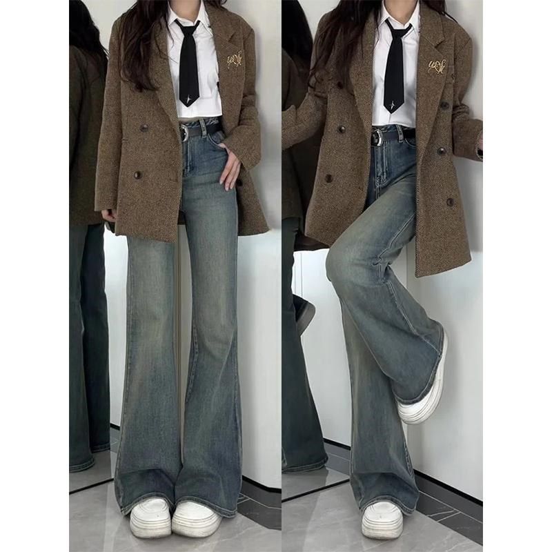 特大码女装复古蓝不贴腿微喇牛仔裤女胖mm高腰显瘦弹力喇叭长裤子,女装/女士精品,大码裤装,淘宝优惠券,粉丝福利购,淘宝优惠卷