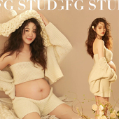 展会孕妇拍照服装 照相馆大肚艺术写真衣 居家可爱小清新粗针织新款