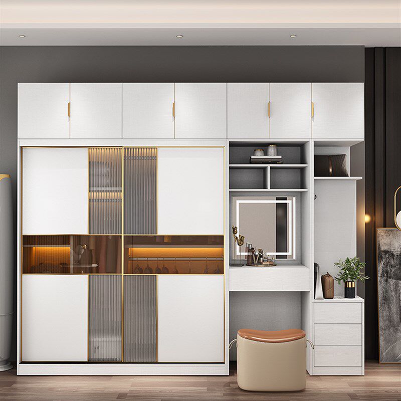 衣柜门推拉门定制网红滑移门现代简约耐磨敞门钢化玻璃环保实木门