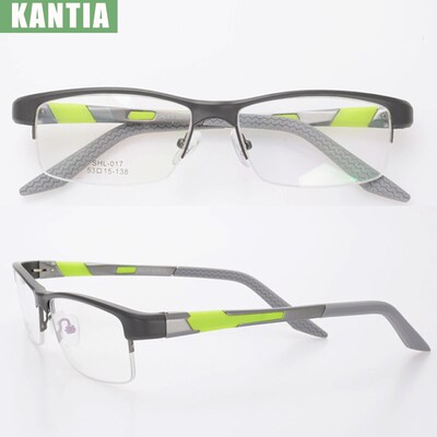 半框运动型眼镜框硅胶防滑u镜脚弹簧户外跑步健身近视眼镜架男小