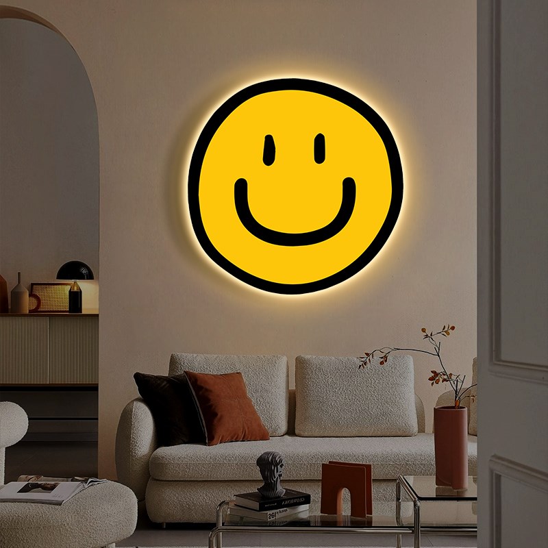 系笑脸装饰画客厅鞋柜餐边柜摆画ledJ灯画卧室房间背景墙挂画