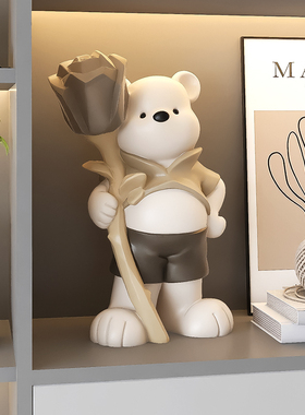 卡通熊桌面摆件轻奢高级感客厅玄关电视柜酒O柜家居装饰品生日礼