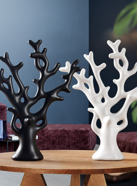 现代创意摆件发财树陶瓷家居客厅玄关茶几电视柜装饰品摆件工艺品