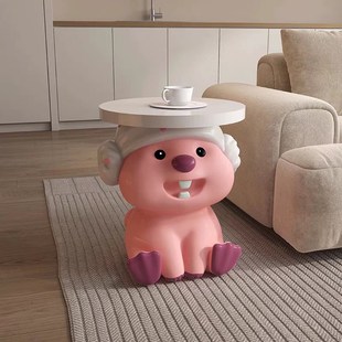轻奢客厅沙发可移动loopy茶几边几小户型落地床头柜W创意海狸摆件