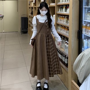 少女时尚气质连衣裙秋冬长裙小个子初中高中学生洋气设计感套装裙