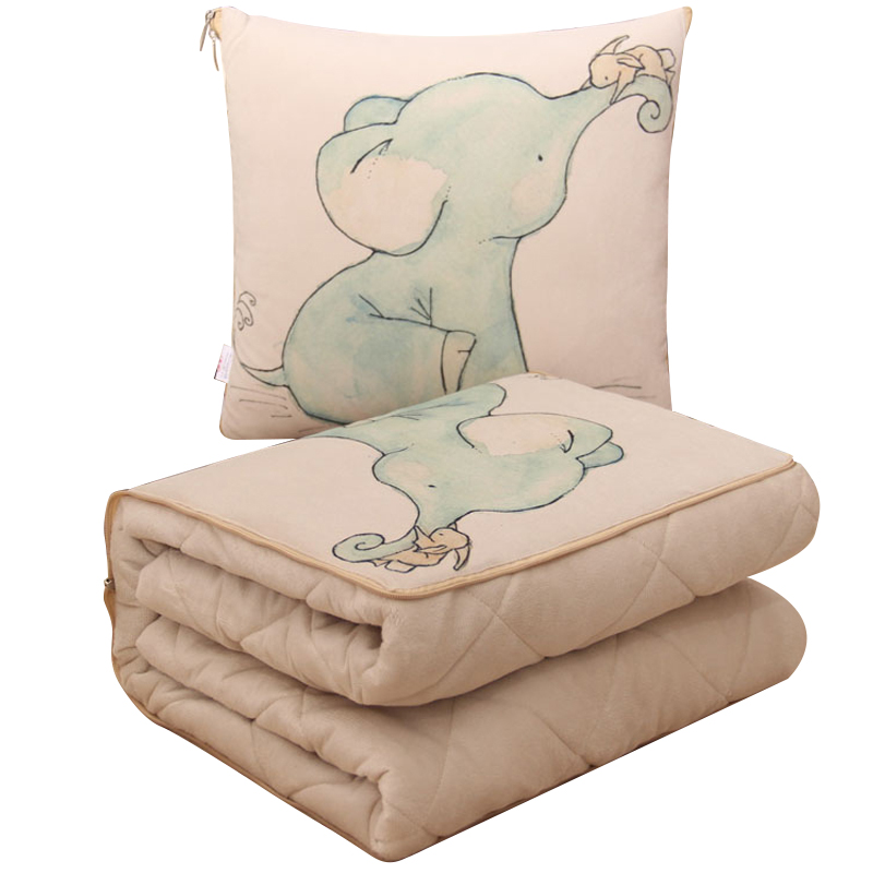 卡通折叠抱枕被子两用车载靠垫汽车沙发空调被可爱V办公室午睡毯