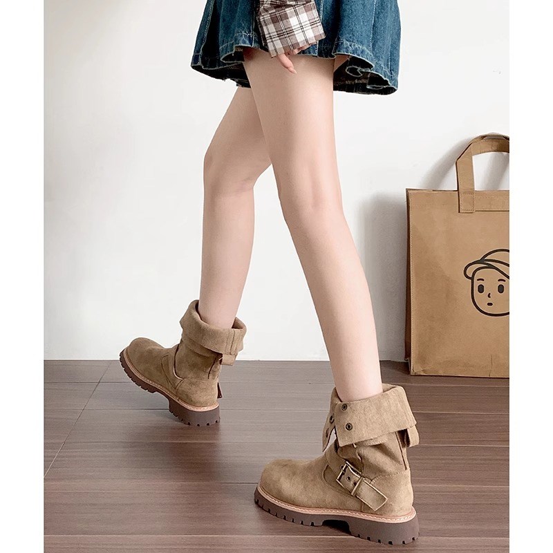 粗跟爆款复古英伦风厚底马丁靴女2024新K款秋冬增高显瘦短靴西部