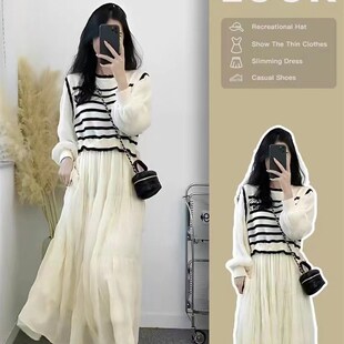 矮个子孕妇装春秋款连衣裙150cm矮个子新款长袖中长裙子休闲外穿6