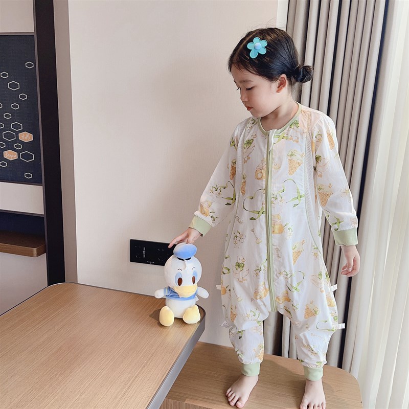 竹棉睡袋婴儿夏季儿童空调宝宝纱布春秋防踢被子神器夏天睡衣女童
