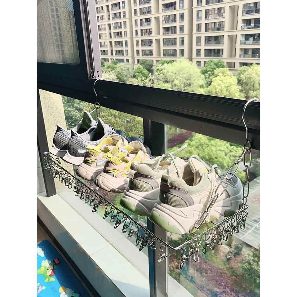 防盗窗户网晾晒衣架神器栏杆窗外枕头衣挂架阳台凉袜子衣夹多夹子