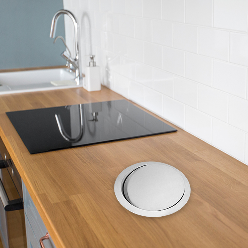 嵌入式不锈钢垃圾桶带盖隐藏式家用厨房台面桌面卫生间隐形翻转盖