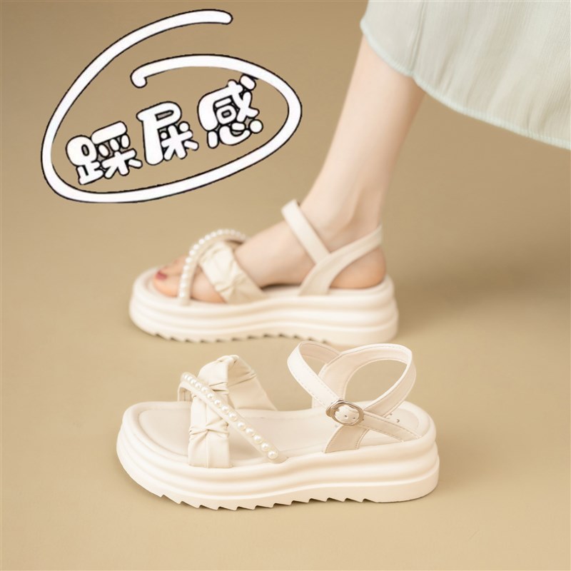 厚底凉鞋女夏2025新款软底不累脚凉拖鞋仙女风配裙子绝美凉鞋34码