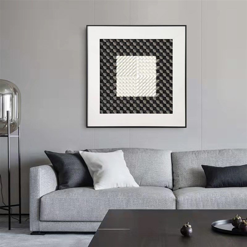 现代简约玄关装饰画3D立体实物画客厅挂画高端别墅样板房墙面壁画