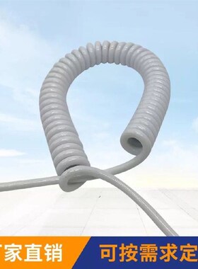 白色弹簧电缆铜芯螺旋线2x0u.75平方3x2.5平方黑色伸缩螺旋电源线