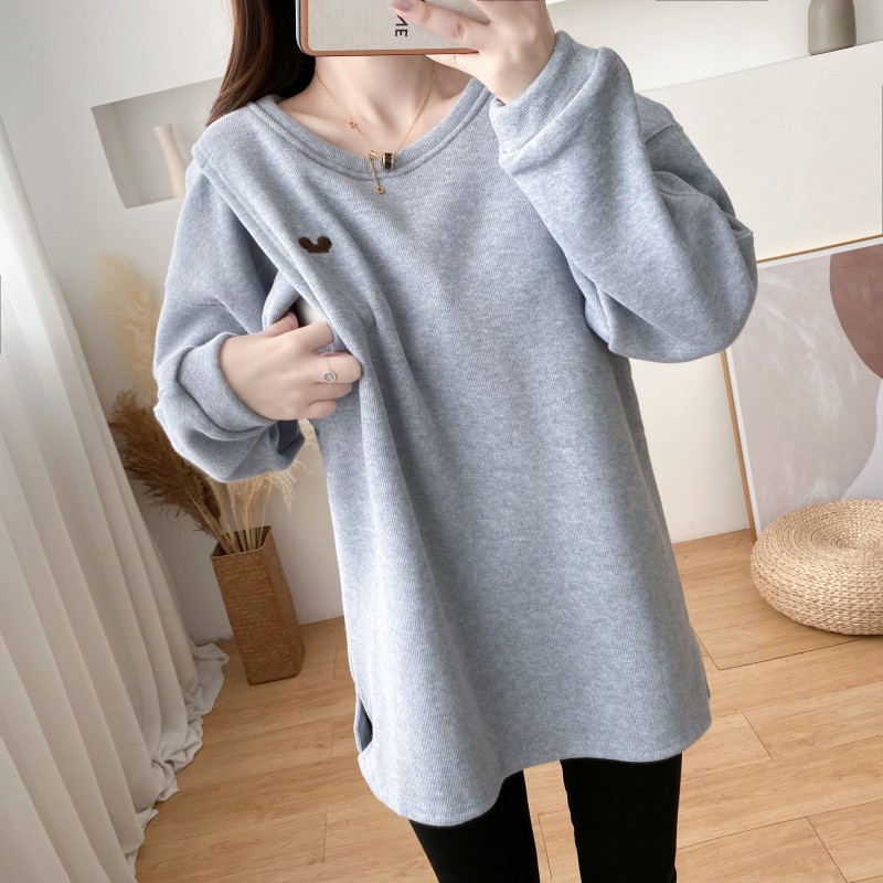 产后哺乳上衣外出秋冬季卫衣加绒春秋款时尚辣妈款喂奶期衣服秋装