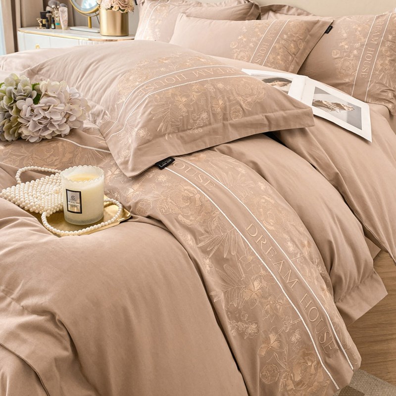 轻奢高级感档100支全棉磨毛床y上四件套纯棉被套床单床品2024新款