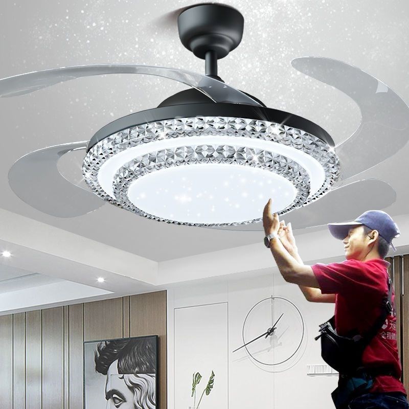 2023新款风扇灯隐形吊扇灯家用客厅餐厅卧室带电风扇灯扇一体吊灯