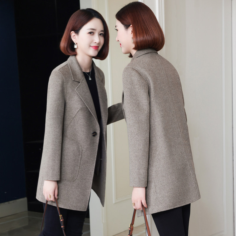 毛呢外套女2021年秋冬新款羊毛呢子大衣中长款双面呢零羊绒大衣女