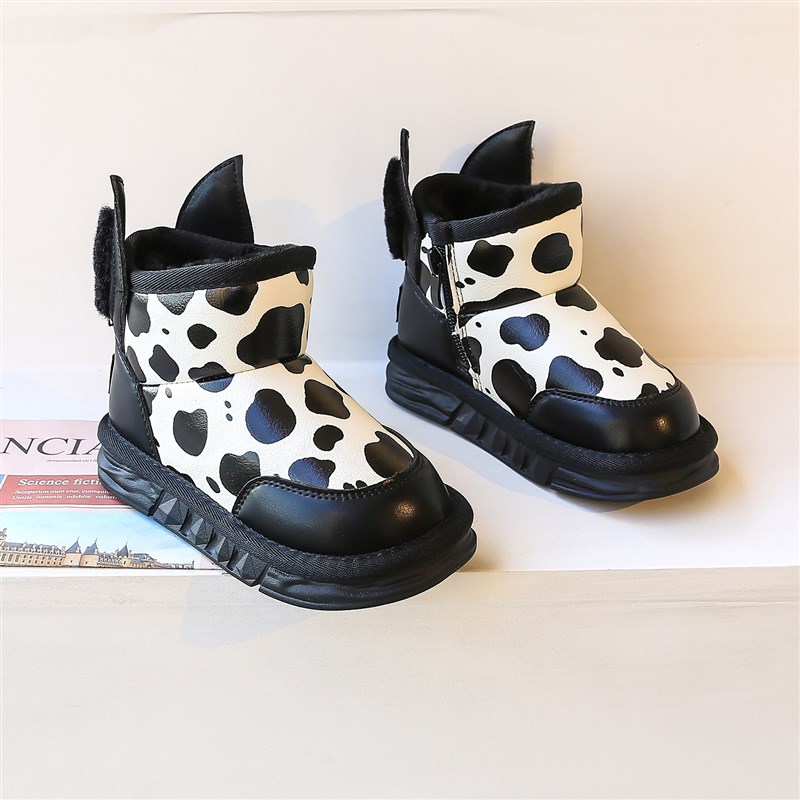 儿童雪靴小d童宝宝雪地棉女童靴子童鞋冬鞋加绒加厚男童大棉鞋