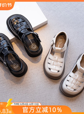 女童黑色皮鞋20k23春季儿童软底鞋子真皮单鞋春秋小女孩洋气公主