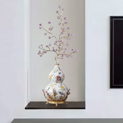 招财紫水晶陶瓷葫芦客厅玄关电视柜壁龛乔迁新居大气业礼品