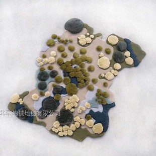 新西兰羊毛地毯手工定制苔藓森林规则创意艺术挂毯设计师毯