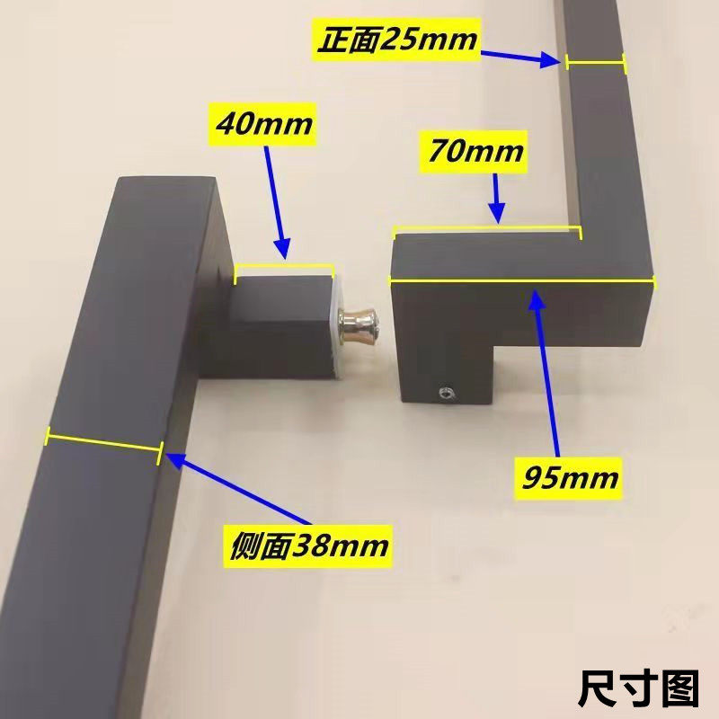 加厚玻璃门拉手方管弯无指纹黑钛玫瑰咖啡色有框木门把手