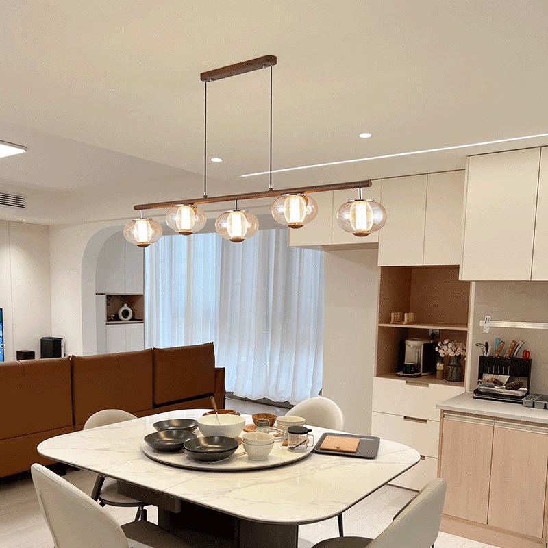 云蝶法式中古餐厅吊灯复古一字长条灯创意餐桌吧台岛台设计师灯具