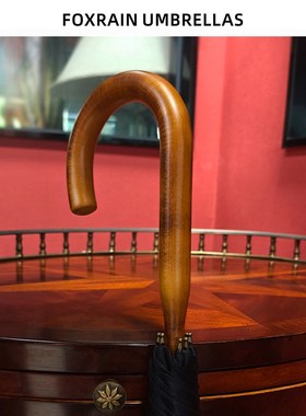 Foin复古olid一体式枫木弯柄长柄伞绅士贵族高级感雨伞定制
