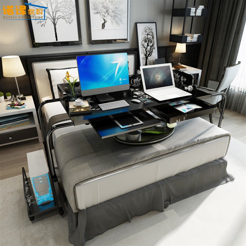 家用创意懒人可调节移动伸缩欧式笔记本台式人跨床无缝电脑桌子