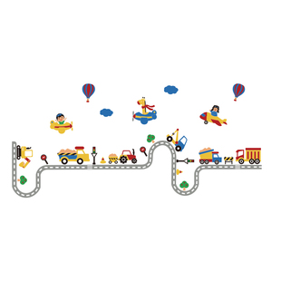 儿童区房间布置装饰男孩卧室墙面床头背景纸画出租屋小改造