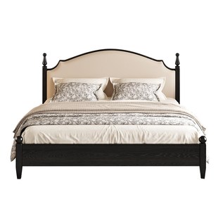 法式床奶油复古风卧高端大气布面料白蜡木米人实木床