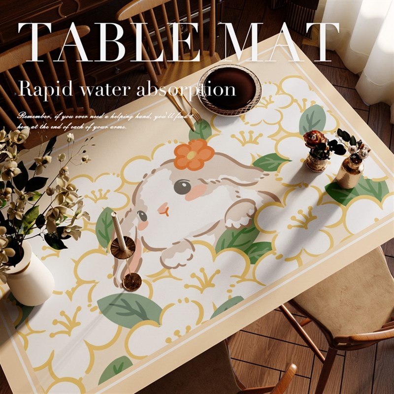 in爱萌兔 桌垫防水防油耐高温免洗C皮革桌垫茶几布餐桌垫
