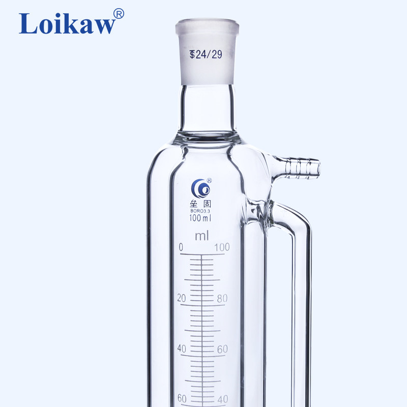 高硼硅玻璃F四氟活塞节门层夹恒压滴分液漏斗    2#定订制