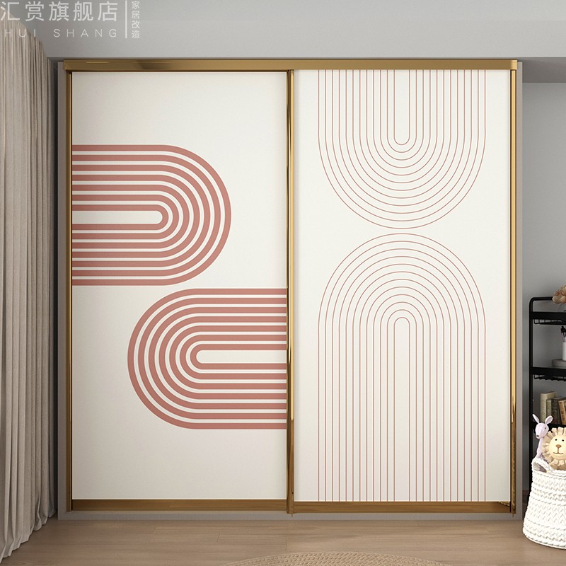 线条卧室衣柜拉门贴纸玻璃贴移门改造壁纸自粘电梯门厚防水