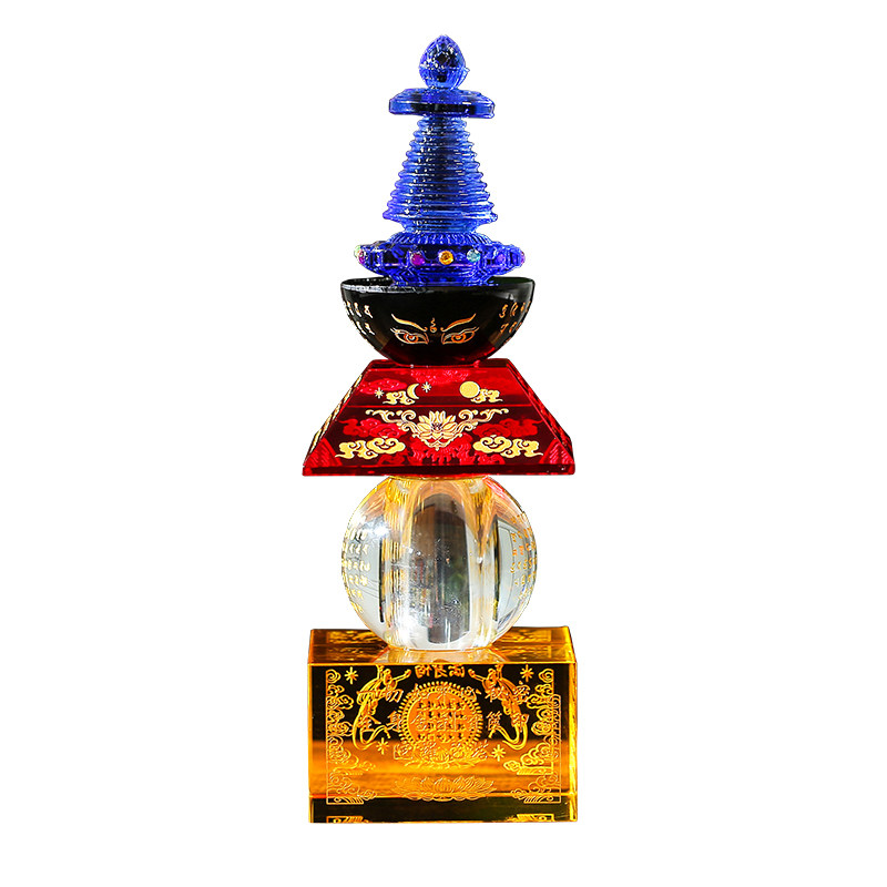 五色水晶塔 舍利宝箧印塔五轮塔水晶佛塔桌面 嘎乌瓶大中小号,家居饰品,装饰摆件,淘宝优惠券,粉丝福利购,淘宝优惠卷