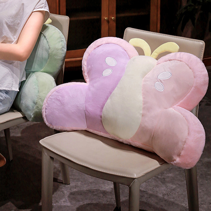 可爱蝴蝶公仔腰靠玩偶沙发抱枕坐垫昆虫毛绒床头靠枕娃娃靠垫