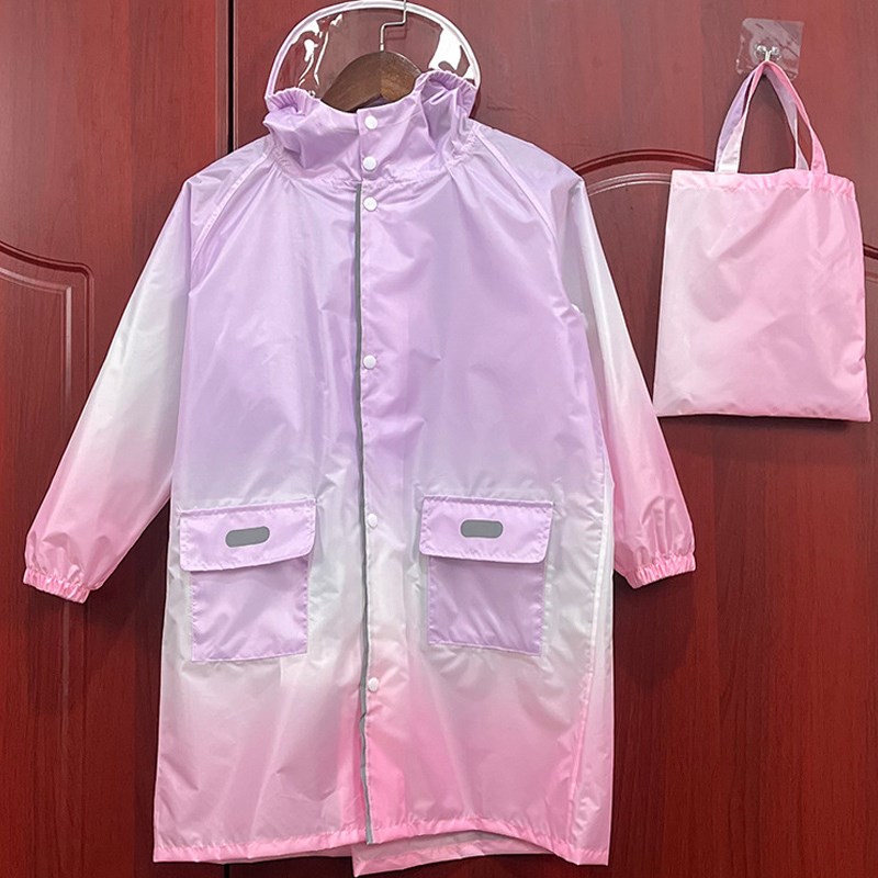 儿童雨衣轻薄透气渐变色男童女童中大童幼儿园宝宝雨披轻便款防雨