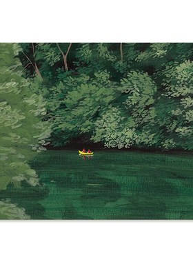 特惠捡漏插画uio Noi复刻艺术画绿色风景装饰画