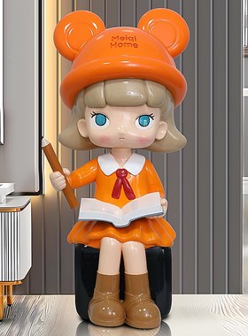 Moll日记女孩大号画家潮玩坐姿落地奶油风客厅玄关家居装饰