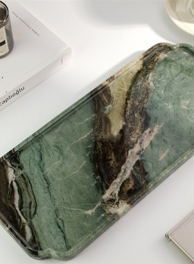 别墅酒店装饰摆饰家o居装饰摆件餐盘化妆室收纳盘洗漱台中式大理