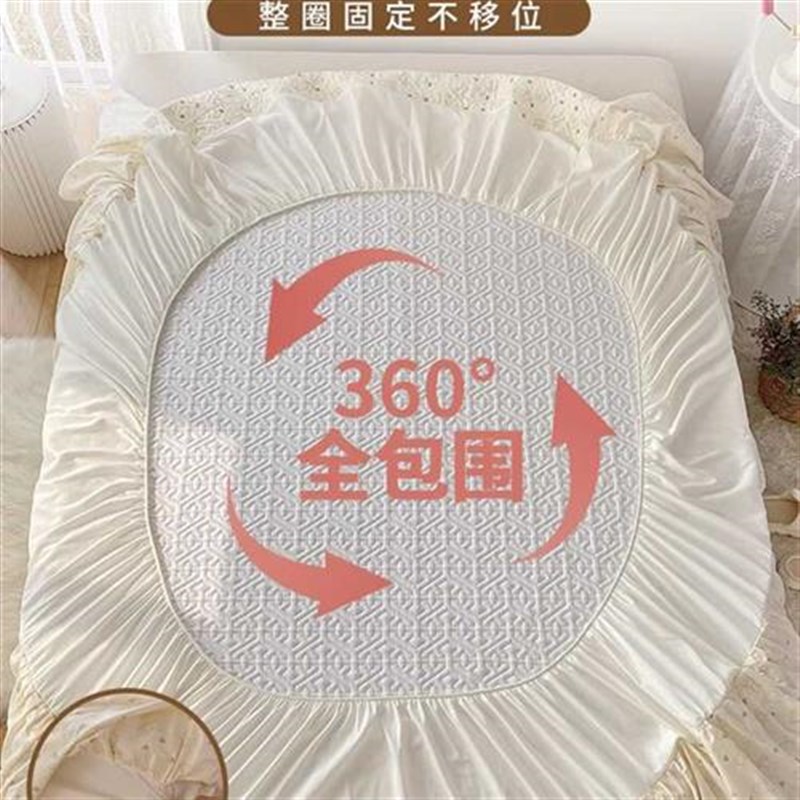 2023新款全棉夹棉花边床裙床笠C款夏季加厚床单罩席梦思床垫保护