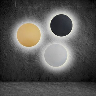日食简约背景墙薄款床头壁灯时尚圆形酒吧灯光氛围灯北欧现代室内