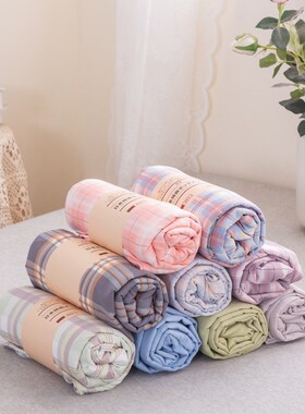 简约纯色棉麻床笠单n件加厚全棉床罩套纯棉麻防滑加高床垫保护套