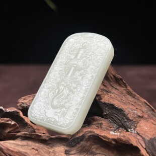 中证珠宝和田玉龙柱吊坠挂件纯天然招财生肖龙守护挂坠高精品玉雕