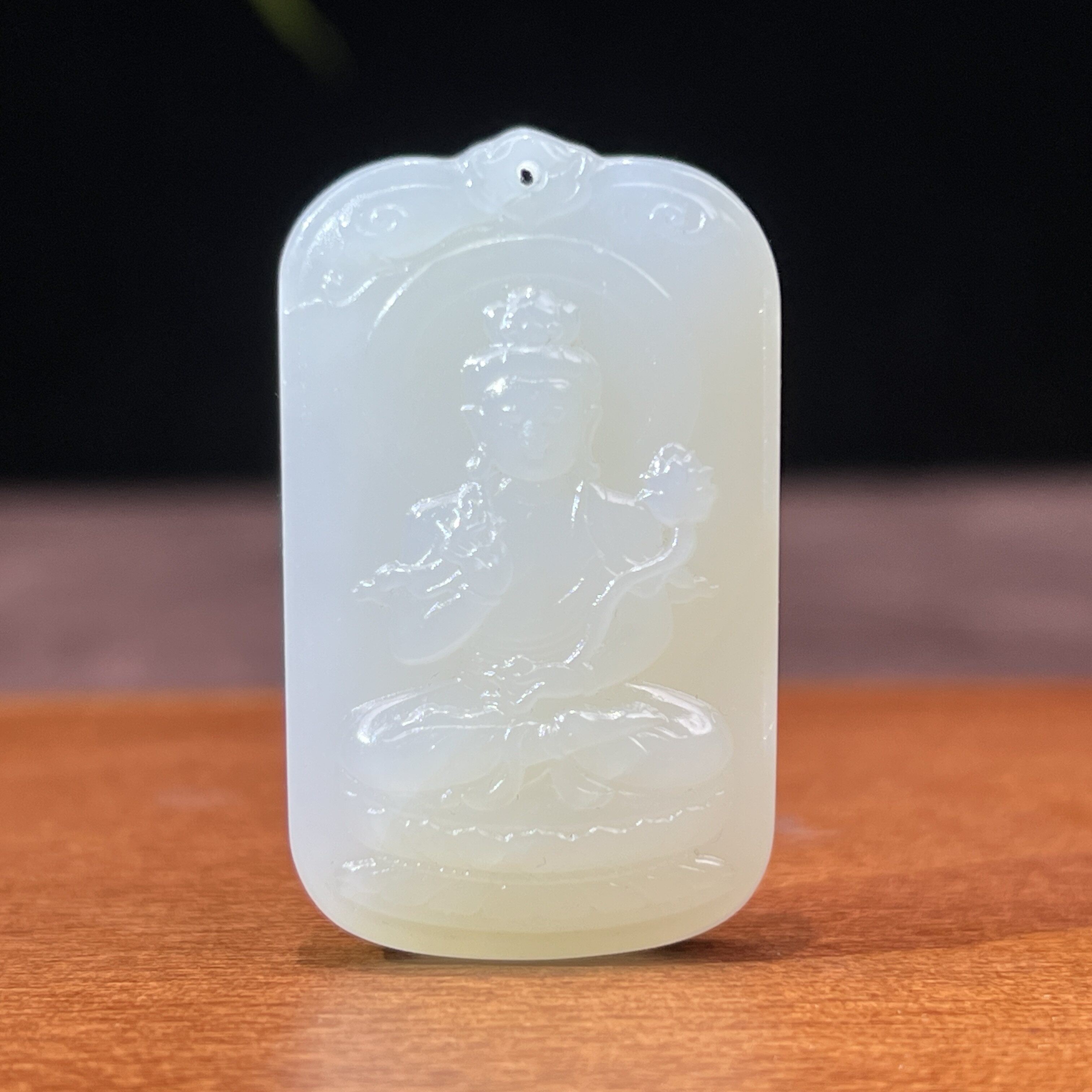 中证珠宝纯天然和田玉碧玉粉青笑佛吊坠挂件女款小精品弥勒佛挂坠