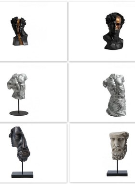 欧式抽象美术风树k脂半身雕像样板房摆件展厅办公室书柜创意工艺