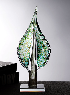 高级感轻奢艺术树叶摆件高档琉璃工艺品家用送礼客厅玄关桌面装饰