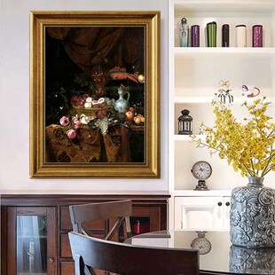 美式玄关装饰画复古水果静物油画客厅走廊过道壁画欧式餐厅墙挂画